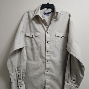 Panhandle Slim Men's XL Tan Pearl Snap Western Shirt Long Sleeve 100% Cotton